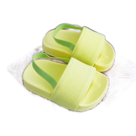 FRROCK Dziecięce Klapki Dziewczęce Brokat Limonkowe Rimia żółte