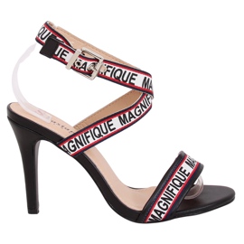 Sandałki na szpilce czarne LL-170P Black