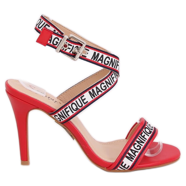 Sandałki na szpilce czerwone LL-170P Red