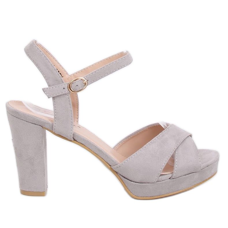 Sandałki na obcasie szare WD99P Grey