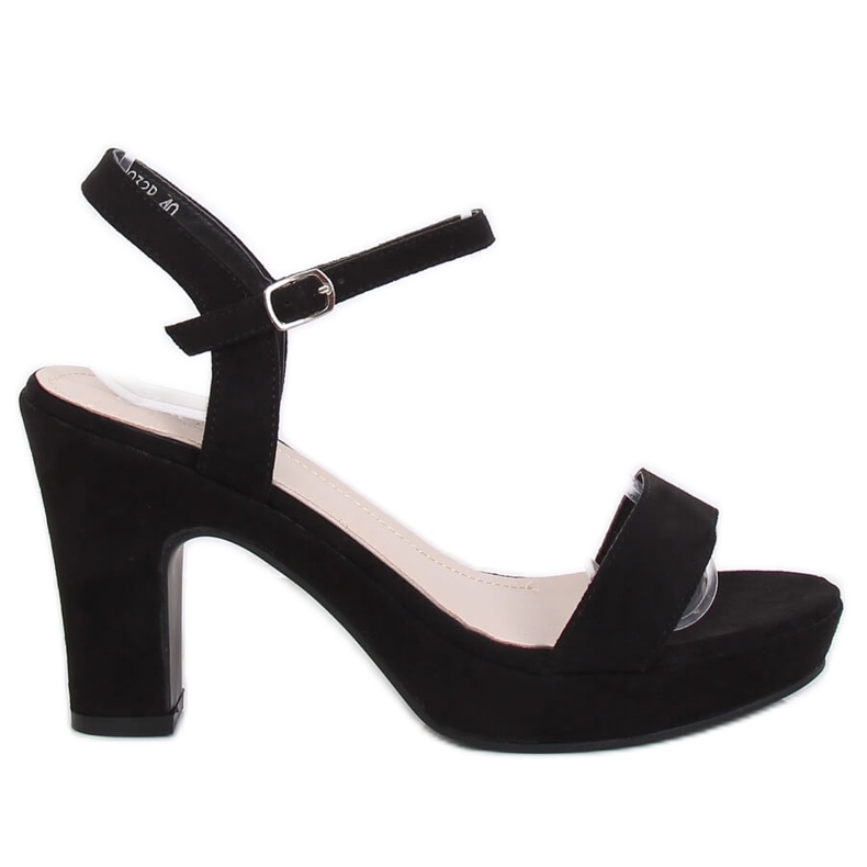 Sandałki na słupku czarne NS032P Black