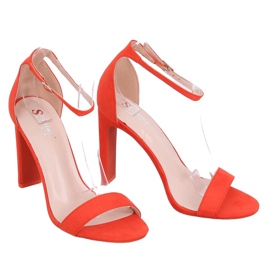 Sandałki na obcasie pomarańczowe NF-37P Orange wielokolorowe