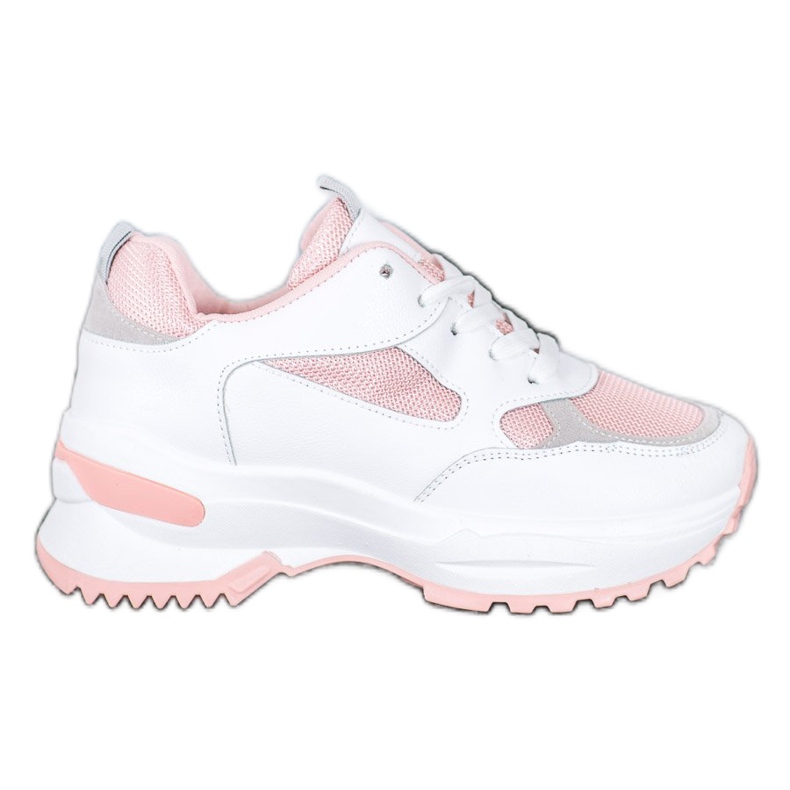 SHELOVET Biało-różowe Sneakersy białe