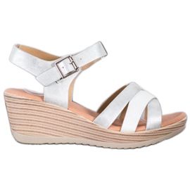 Sea Elves Lekkie Sandały Z Eko Skóry białe szare