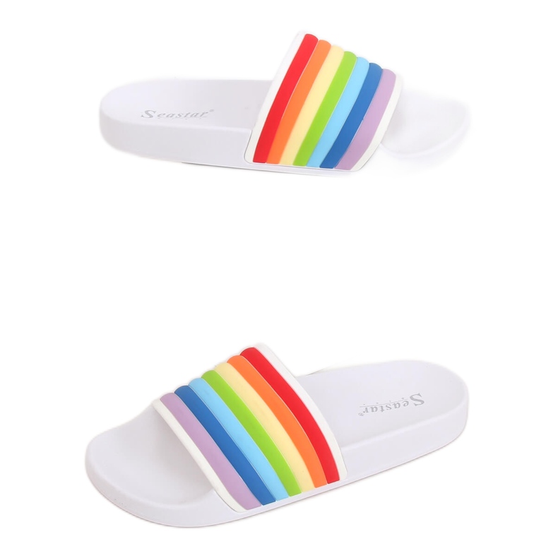 Klapki tęczowe białe T325P White wielokolorowe