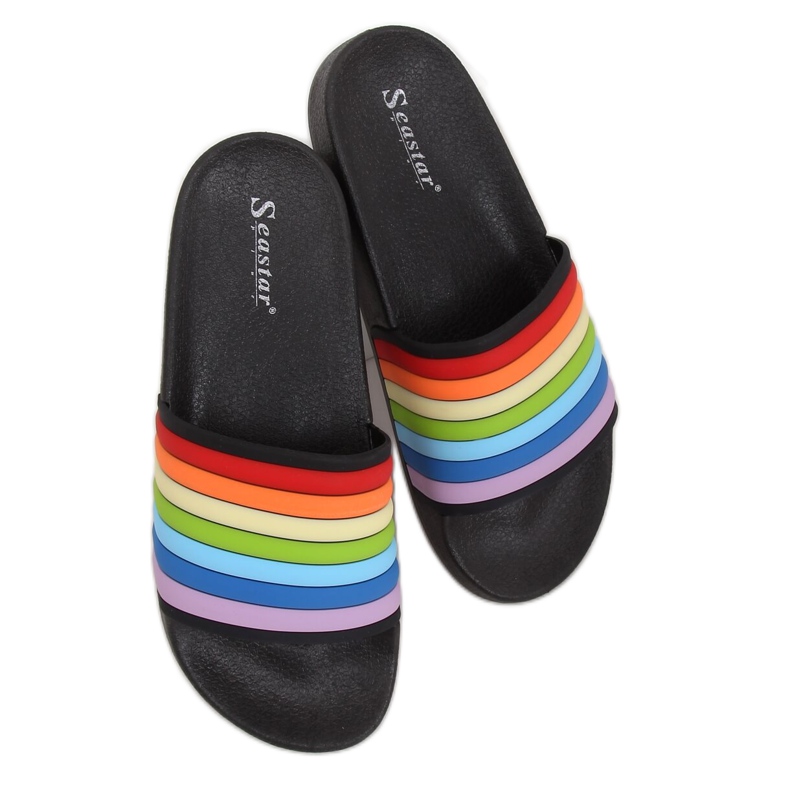 Klapki tęczowe czarne T325P Black wielokolorowe
