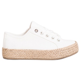 Kylie Trampki Na Słomkowej Platformie białe