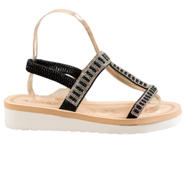 SHELOVET Wsuwane Sandały Z Koralikami czarne