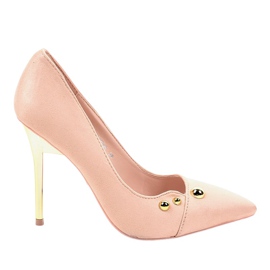 Różowe klasyczne szpilki z ćwiekami NE05P