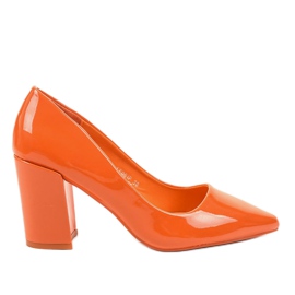 Pomarańczowe czółenka na słupku LE061P