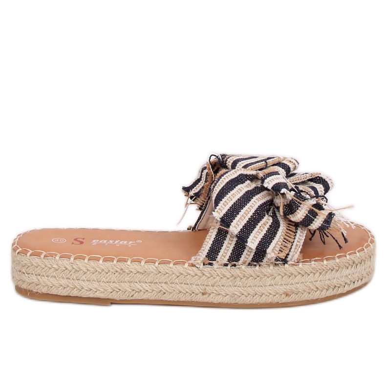 Klapki espadryle JH81P Navy białe czarne