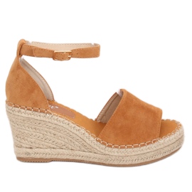 Espadryle na koturnie camel TU147 Camel brązowe