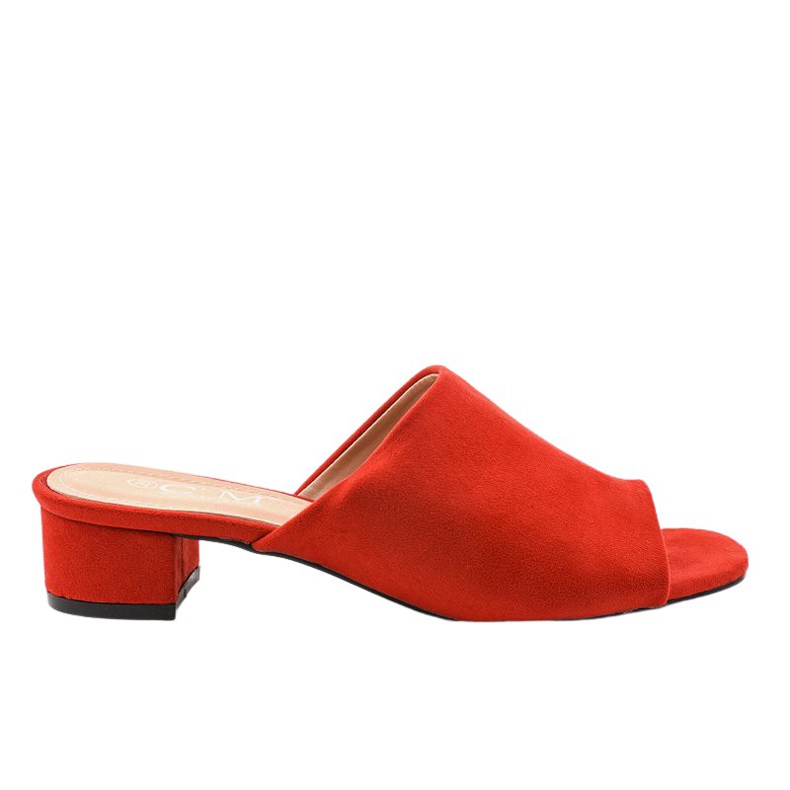Czerwone klapki na obcasie 77-91