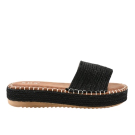 Czarne klapki espadryle 7970-PL