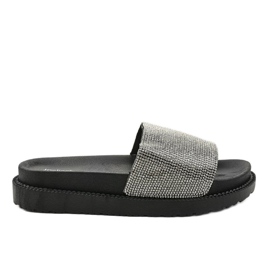 Czarne klapki z cekinami SF-01