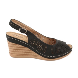 Evento Sandały komfortowe koturno 20SD98-1862 czarne