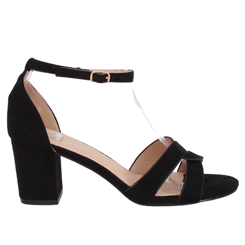 Sandałki na niskim obcasie czarne A3082 Black