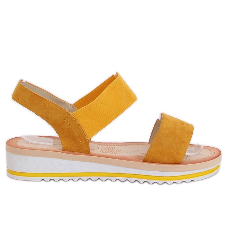 Sandałki damskie miodowe E008 Yellow żółte