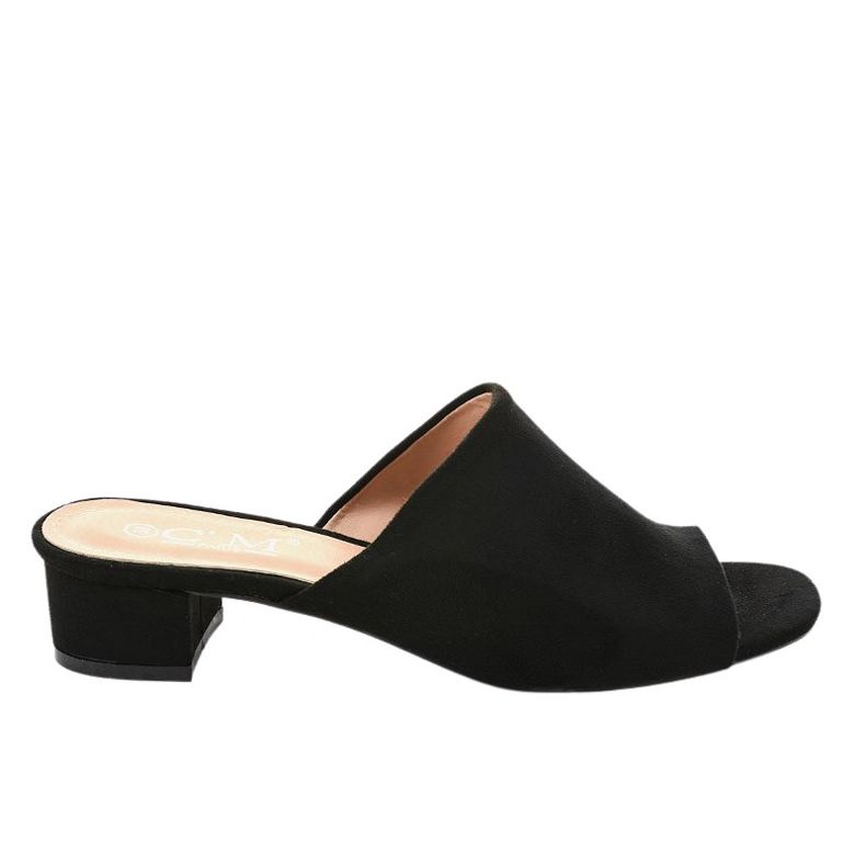 Czarne klapki na obcasie 77-91