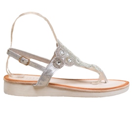 SDS Sandałki Na Platformie Ze Zdobieniami szare