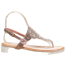 SDS Sandałki Na Platformie Ze Zdobieniami żółte