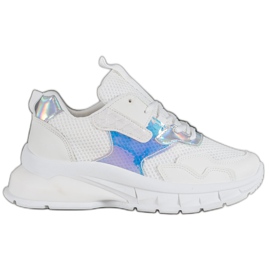 Mannika Modne Sneakersy Z Siateczką białe