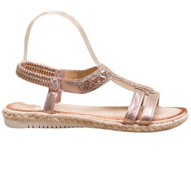 SHELOVET Eleganckie Sandałki Ze Zdobieniami żółte