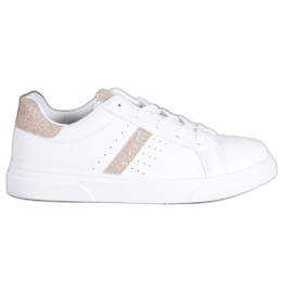 SHELOVET Buty Sportowe Z Brokatem białe
