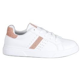 SHELOVET Buty Sportowe Z Brokatem białe