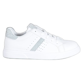 SHELOVET Buty Sportowe Z Brokatem białe