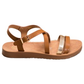 Filippo Casualowe Sandałki Ze Złotym Paskiem brązowe