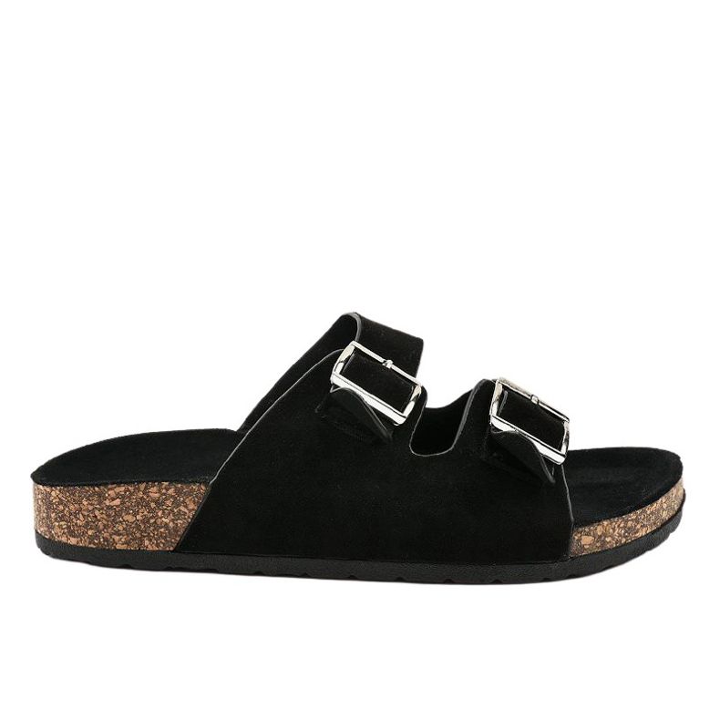 Czarne klapki z klamerką BL3100-SF