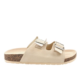 Beżowe klapki z klamerką BL3100-SF beżowy