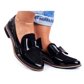 Damskie Półbuty Maciejka Lakierowane Loafery Czarne 04099-01/00-5