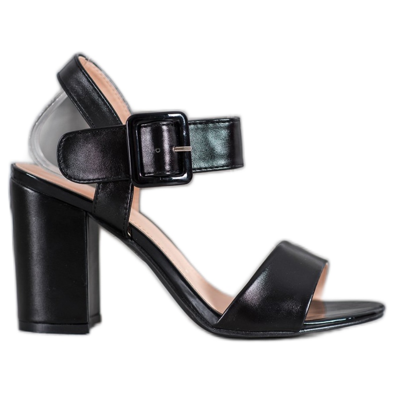 Small Swan Sandały Na Słupku Z Eko Skóry czarne