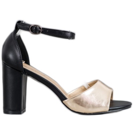 Small Swan Klasyczne Sandały Na Słupku czarne żółte