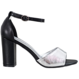 Small Swan Klasyczne Sandały Na Słupku czarne szare