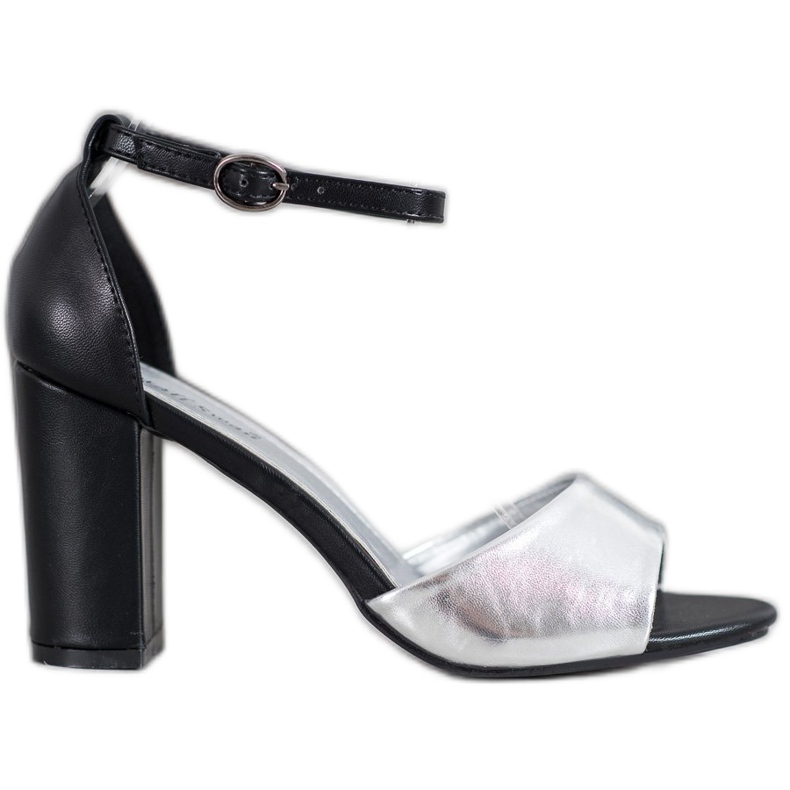 Small Swan Klasyczne Sandały Na Słupku czarne szare