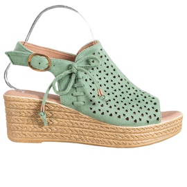 Small Swan Wygodne Ażurowe Sandały zielone