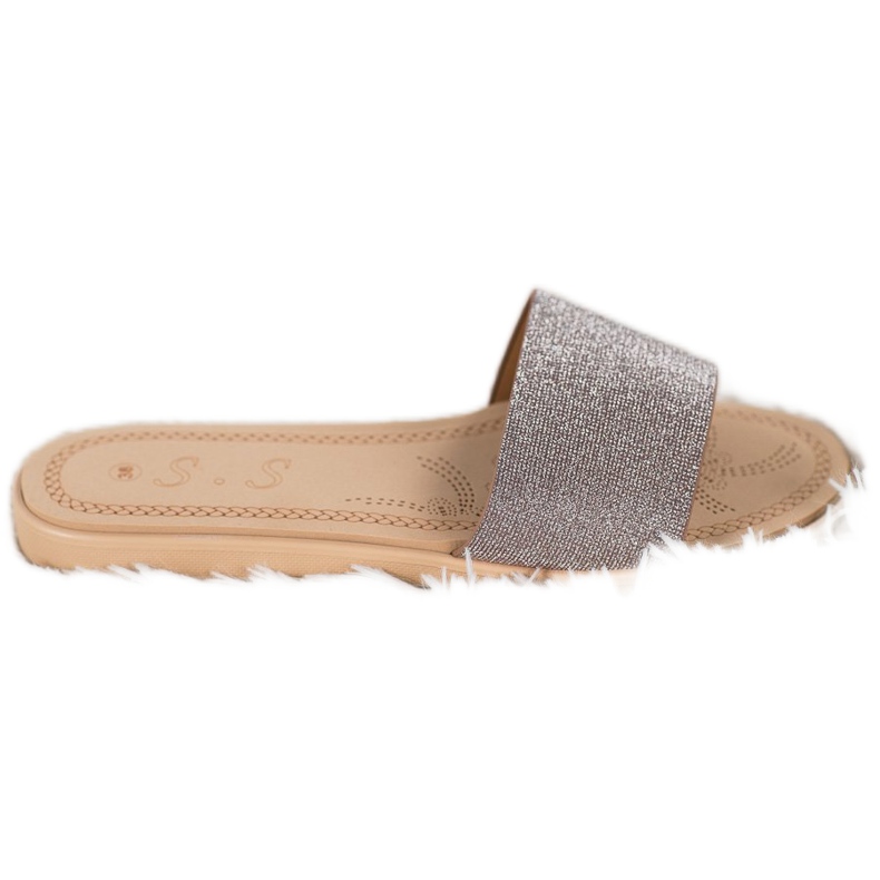 Small Swan Klapki Z Brokatem wielokolorowe szare żółte