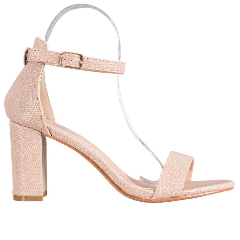 Small Swan Stylowe Sandały Na Obcasie brązowe