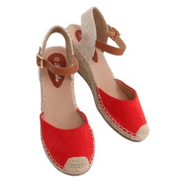 Espadryle na koturnie czerwone S-820 Red