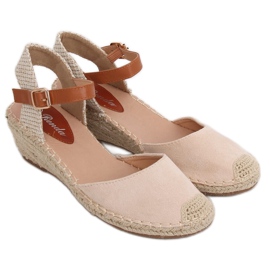 Espadryle na koturnie beżowe S-820 Beige beżowy