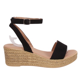 Sandałki na koturnie czarne 019-18 Black