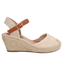 Espadryle na koturnie beżowe S-819 Beige beżowy