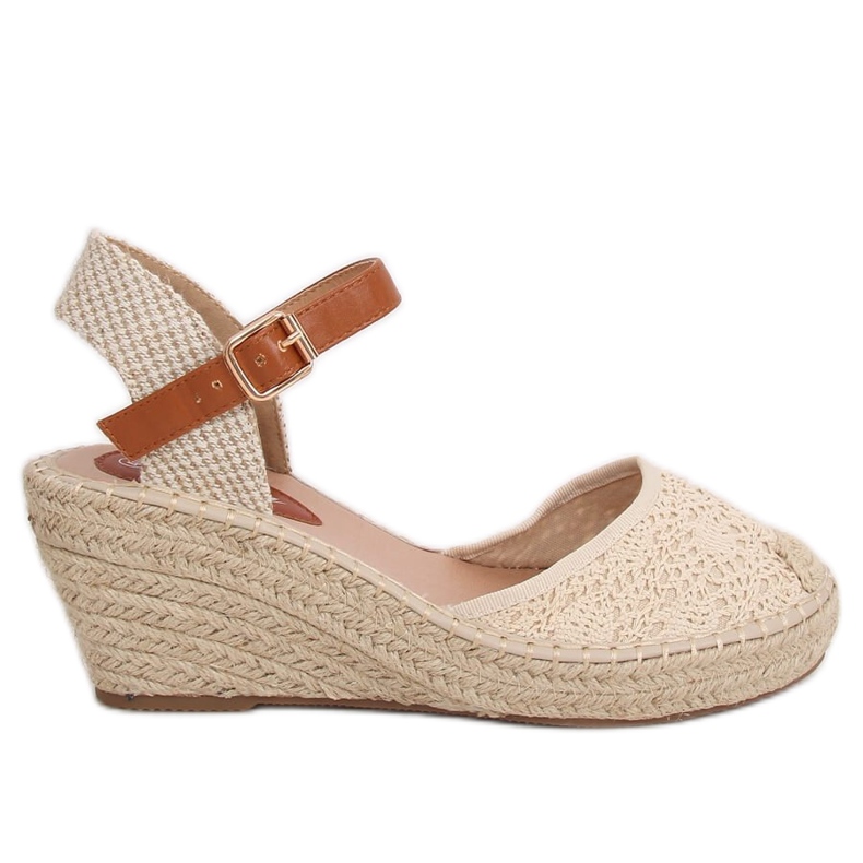 Espadryle na koturnie beżowe S-819 Beige beżowy