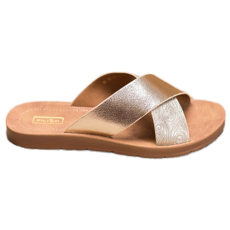 Filippo Błyszczące Klapki Z Eko Skóry złoty