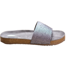 Filippo Grafitowe Klapki Z Brokatem szare