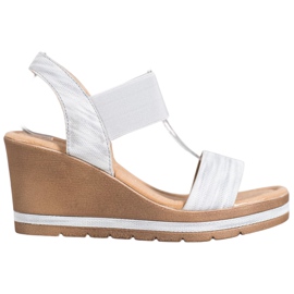 Sea Elves Stylowe Sandały Na Koturnie szare