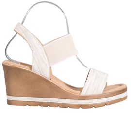 Sea Elves Stylowe Sandały Na Koturnie brązowe